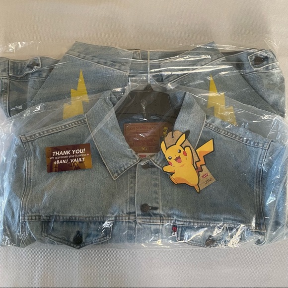 XXLARGE LEVI'S X POKEMON STONE VINTAGE FIT TRUCKER JACKET PIKACHU UNISEX 2XL - Picture 8 of 10